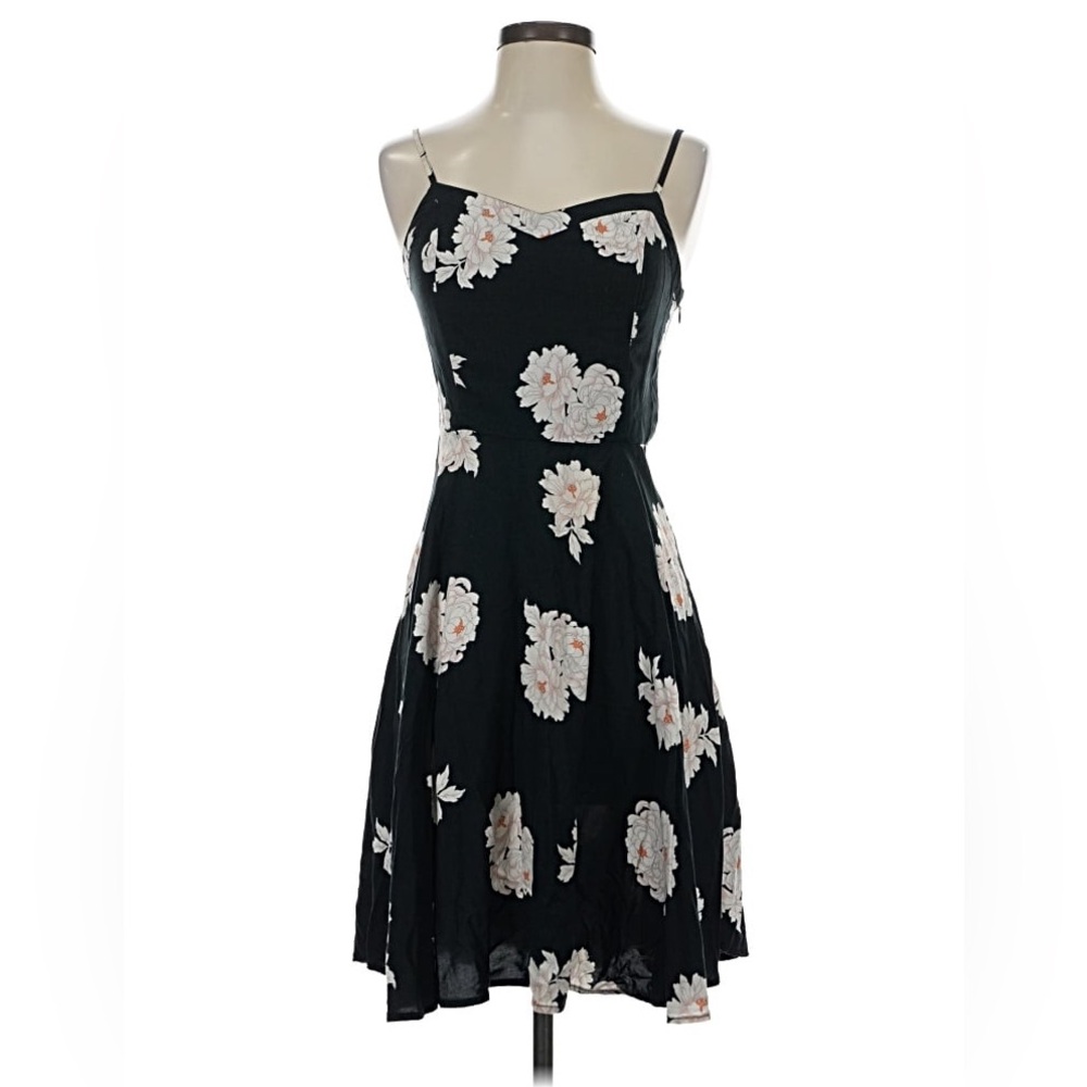 Old Navy Black Floral Spaghetti-Strap Midi Dress